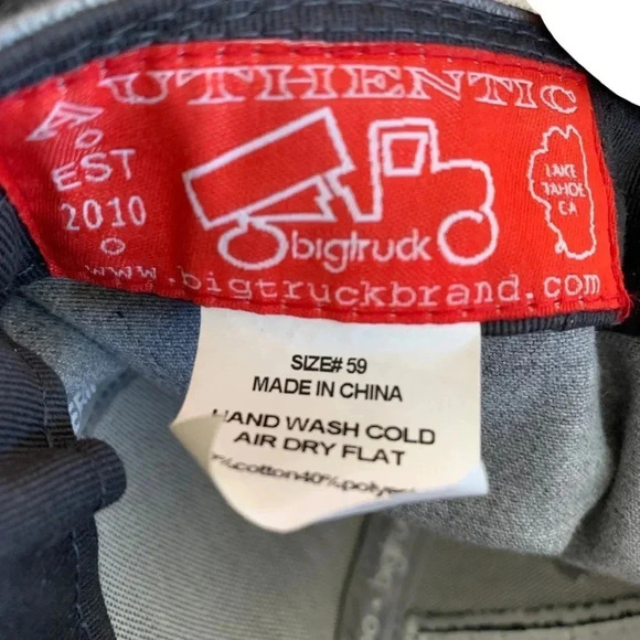 BIGTRUCK Gray Baseball Cap Downieville California Adjustable Snapback Flat Bill - Picture 5 of 5